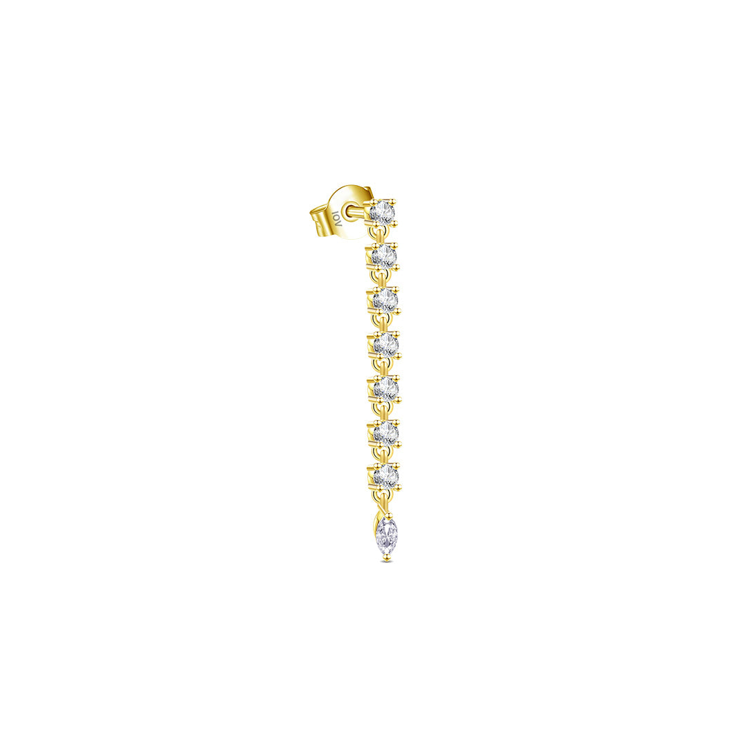 one line of 2mm round stones with final marquise stone stud earring.