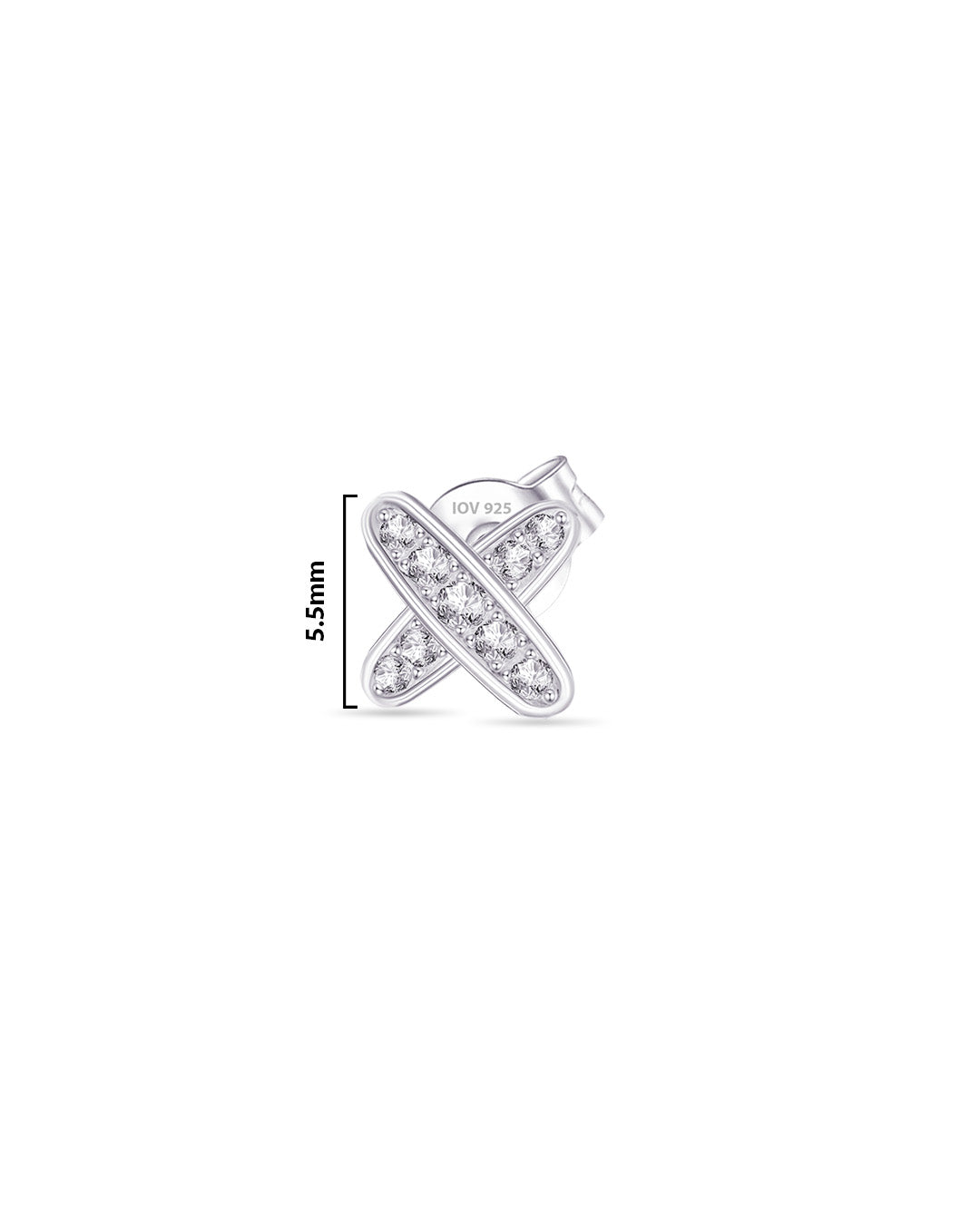 CZ small X shape stud earring.