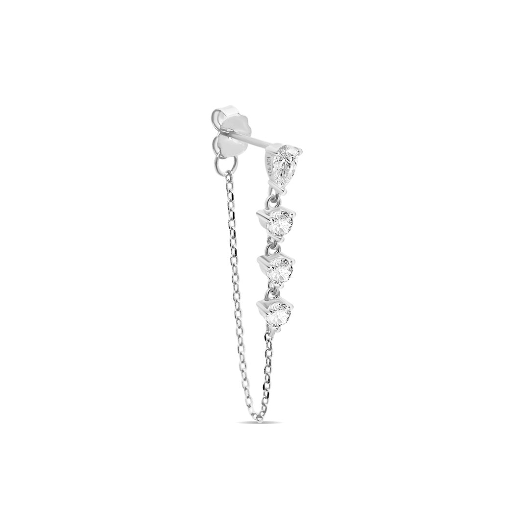 pear and round stones dangling chain earring.