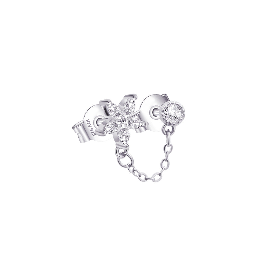flower shape and single stone chain linked.
