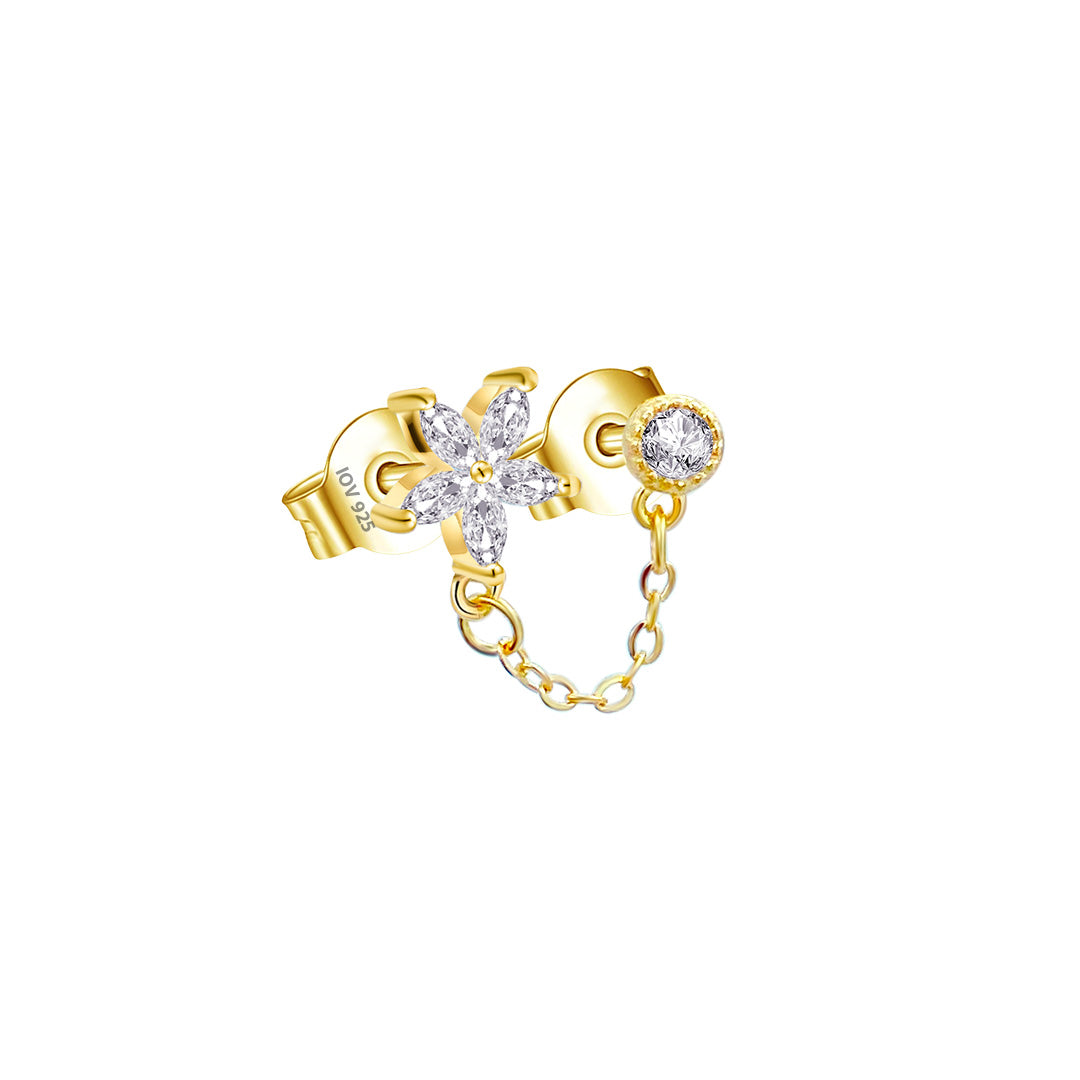 flower shape and single stone chain linked.