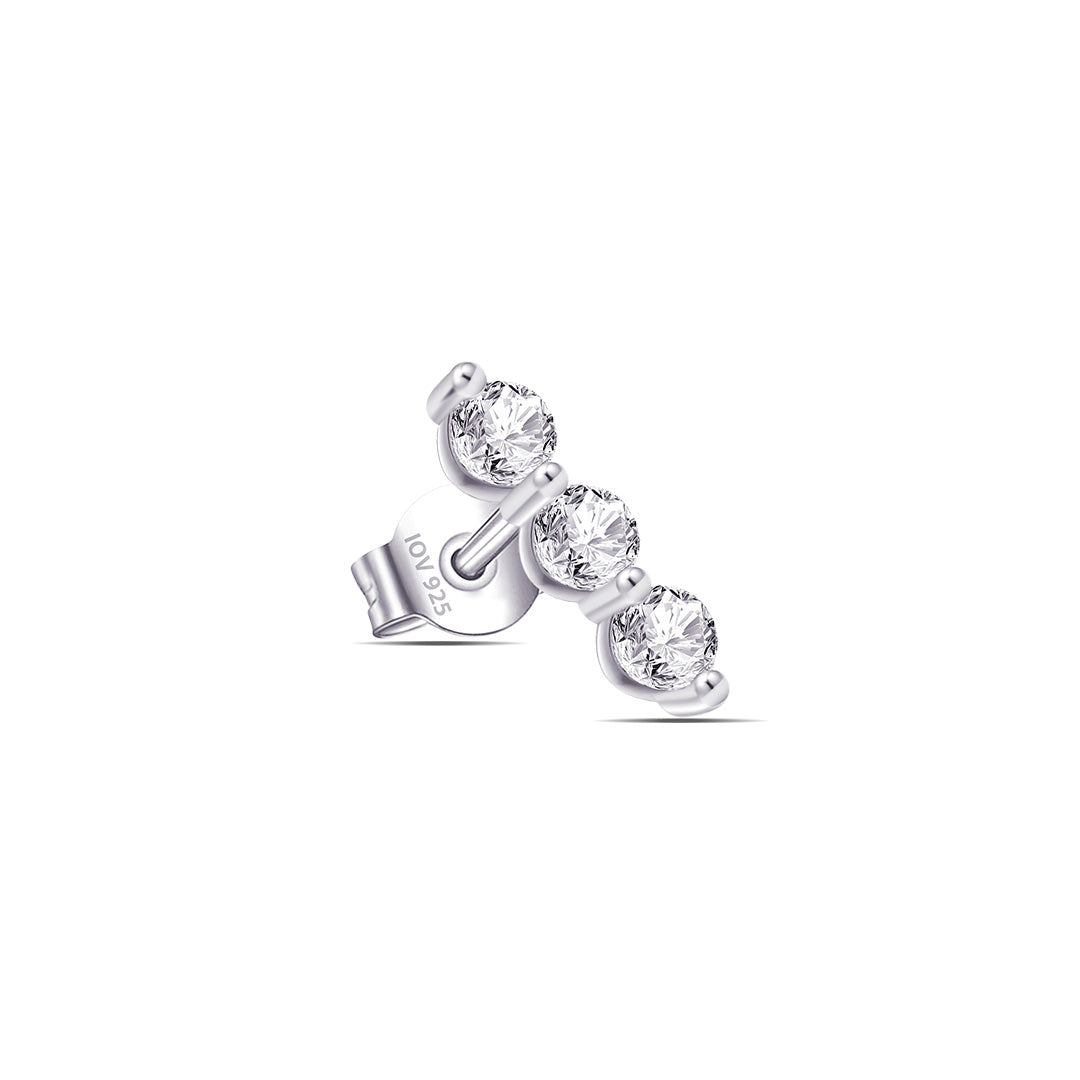 Three stones bar stud earring.