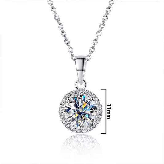 solitaire CZ in halo setting movable dangling necklace.