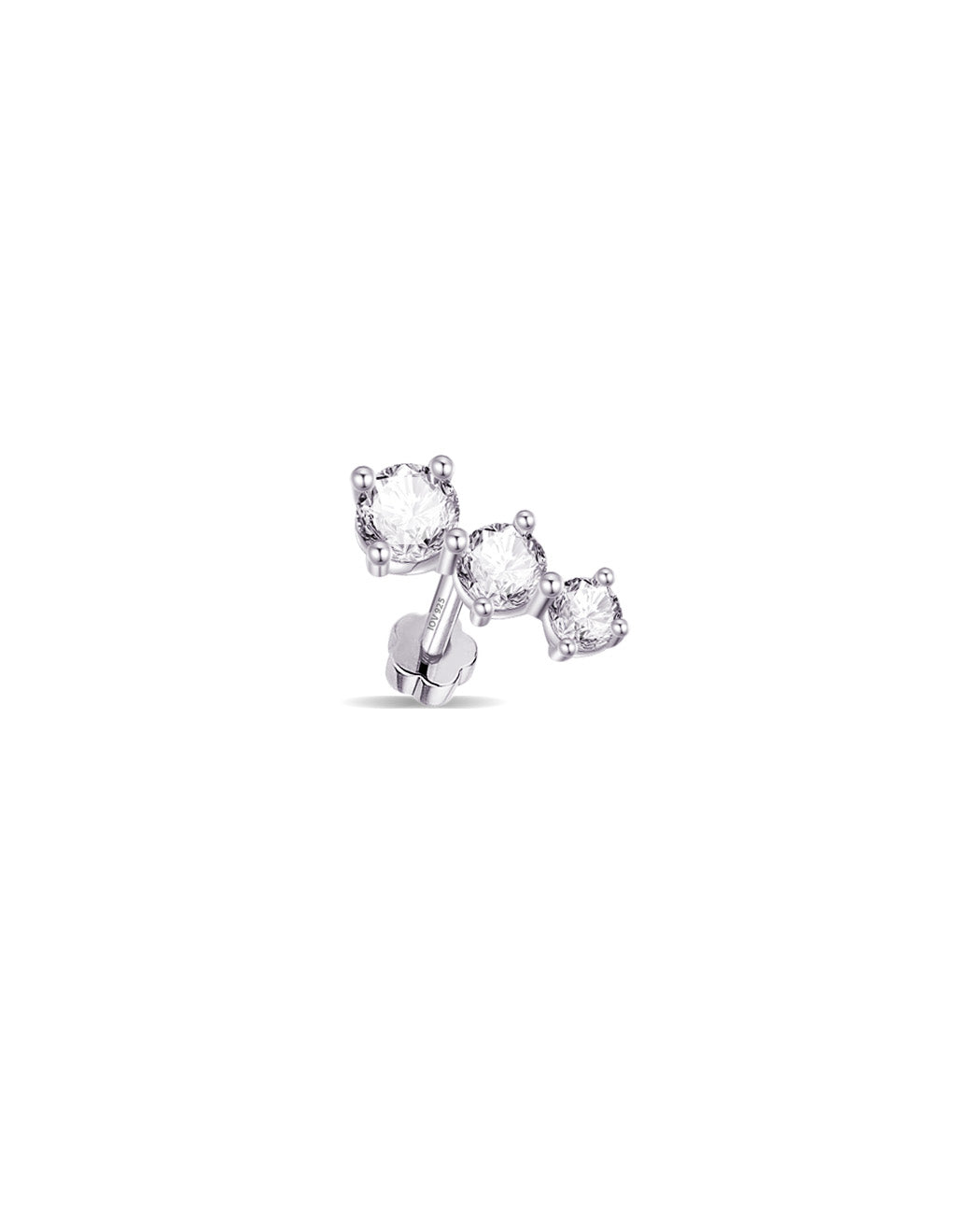 three CZ graduated sizes stone flatback piercing earring.