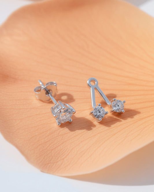 back to front huggie three stones earring.