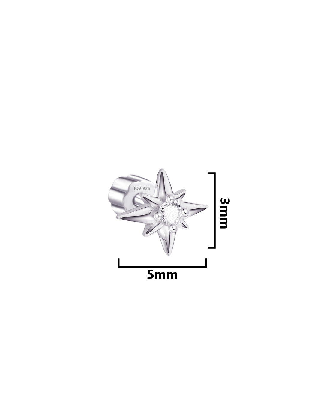 Star shape with single CZ stone piercing flatback.