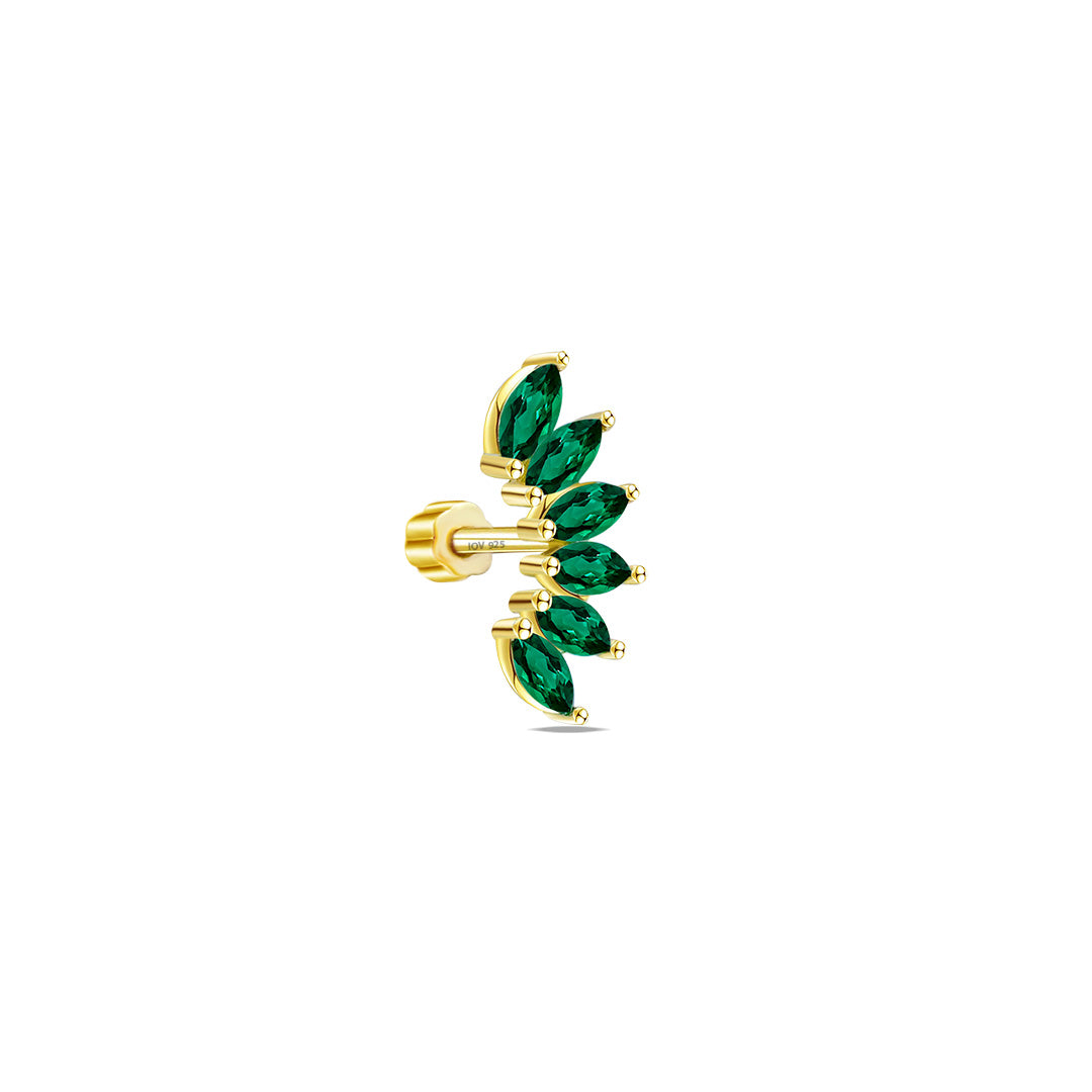 emerald marquise stone color curved flat back earring.