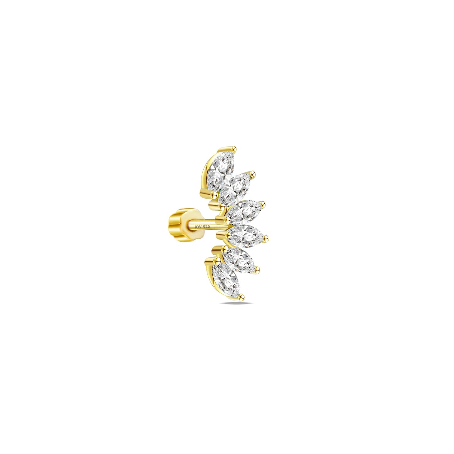emerald marquise stone color curved flat back earring.