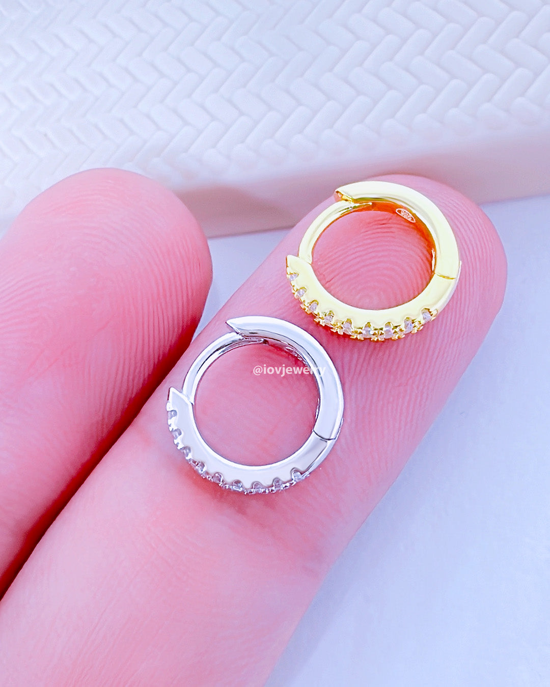 9mm CZ huggie hoop earring.