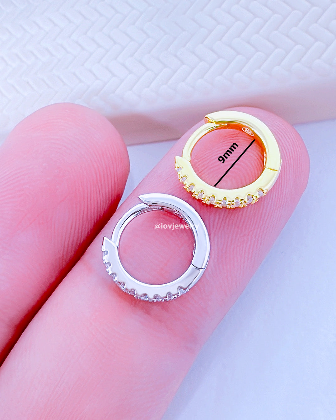 9mm CZ huggie hoop earring.