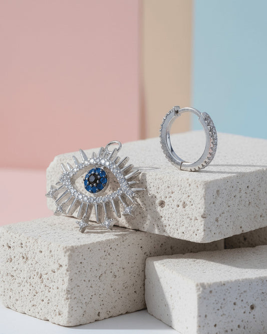 eye shape detachable huggie hoop earring.