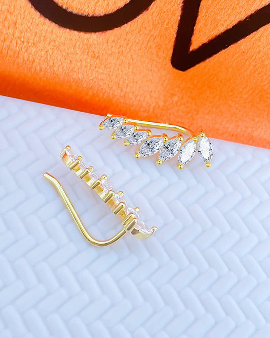 CZ graduated marquise crawler earrings.