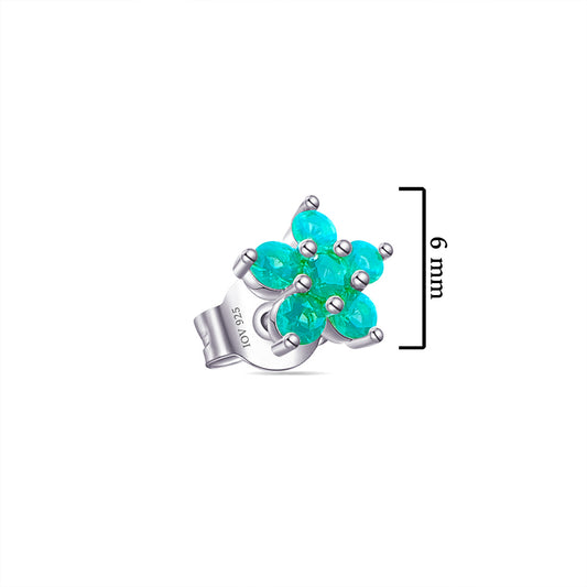 light green flower shape stud earring.