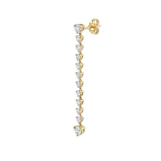 CZ long round stones stud earring.