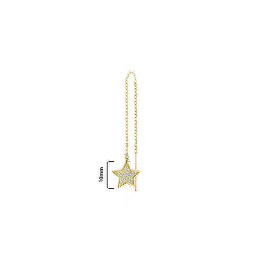 CZ star shape thread earring.