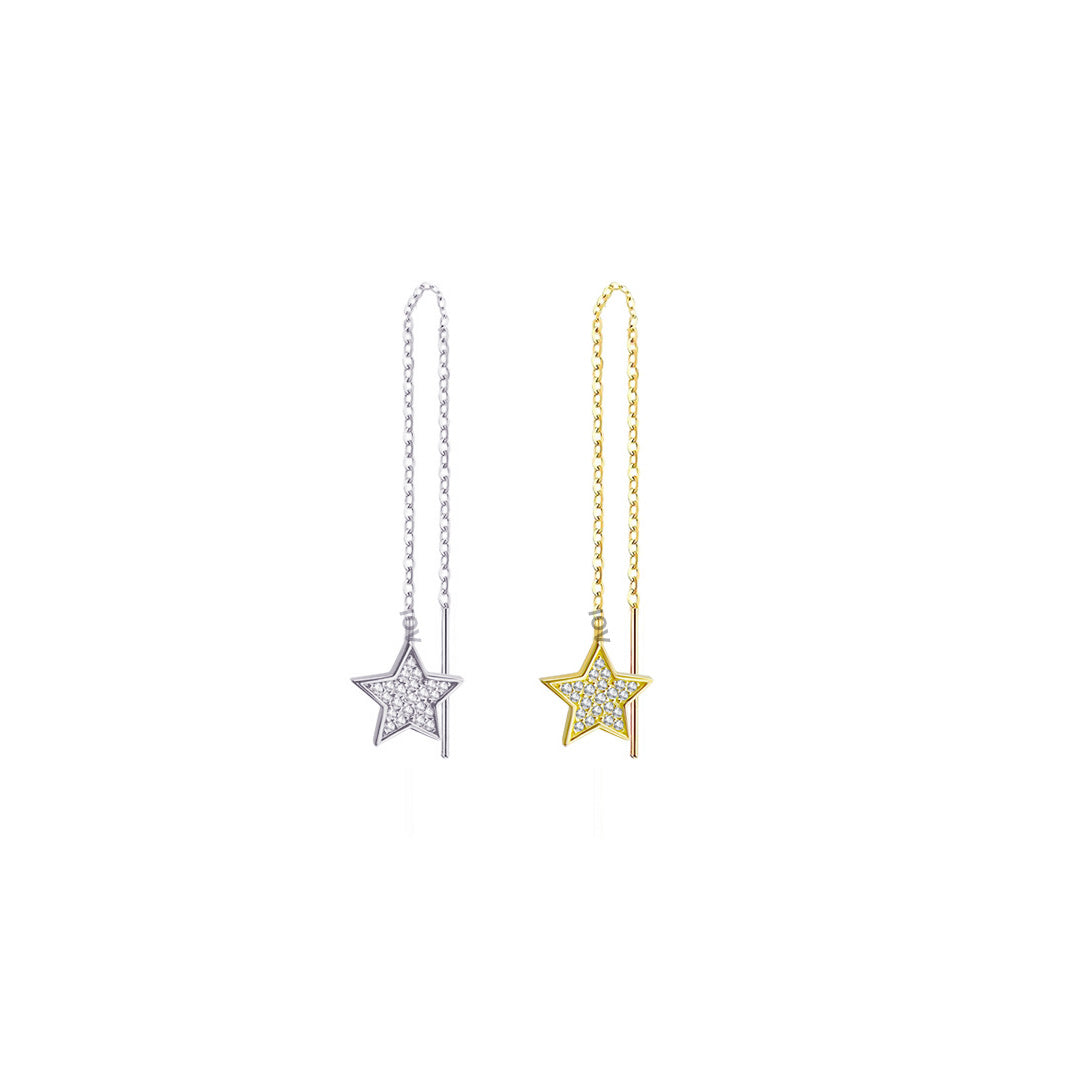 CZ star shape thread earring.