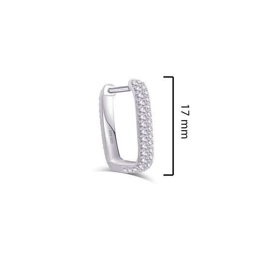 Rectangular hoop CZ pave setting earring.