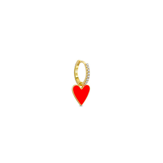 heart shape enamel dangling hoops earrings.