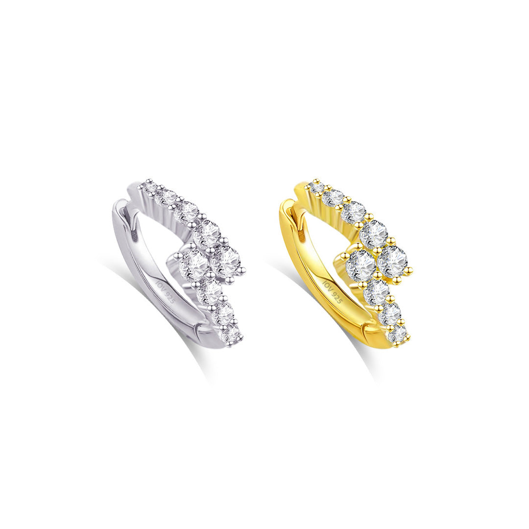 uneven one line huggie hoop earring.