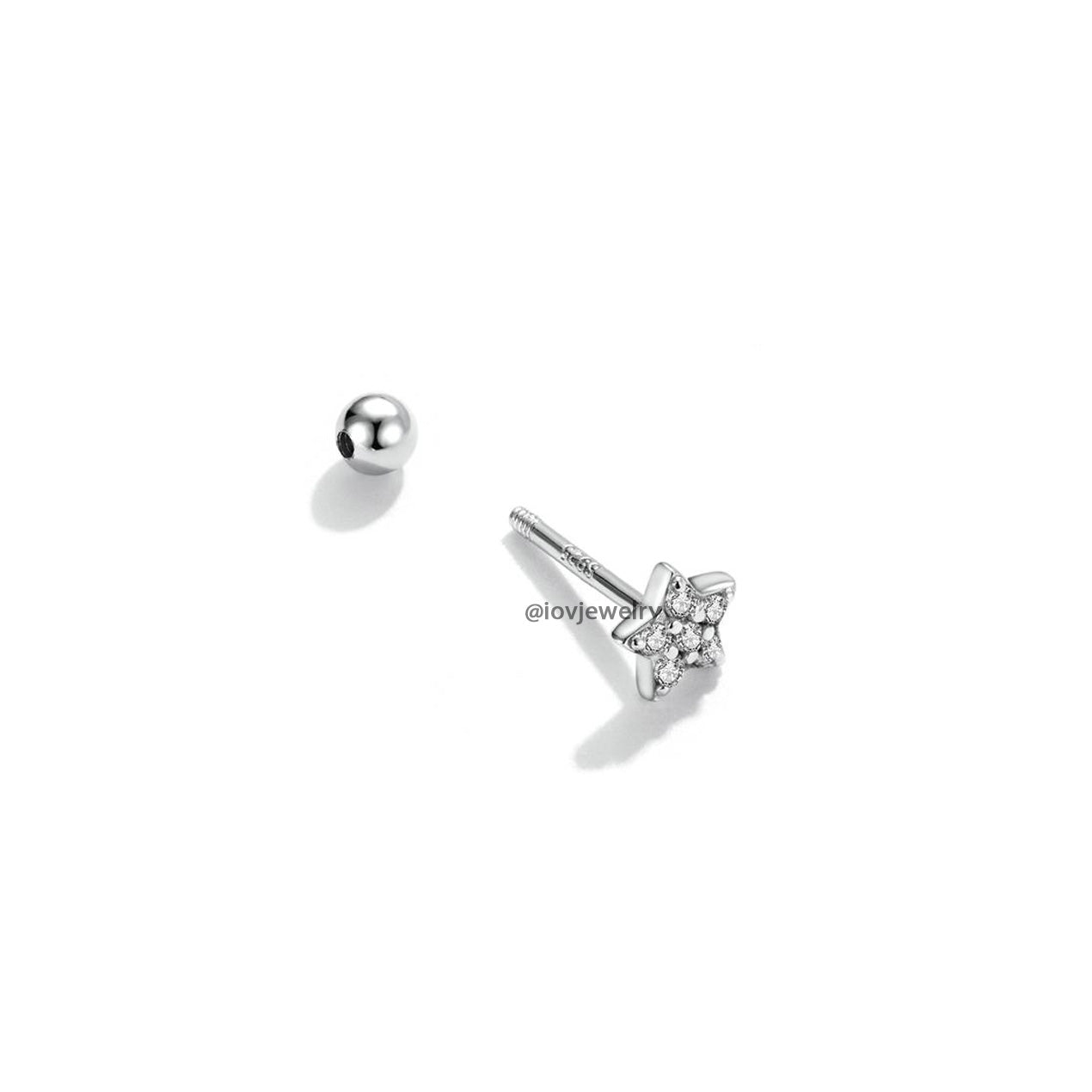 CZ star ball back earring.