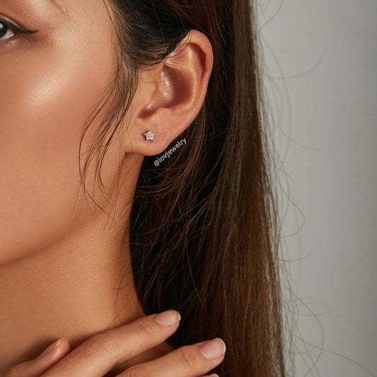 CZ star ball back earring.