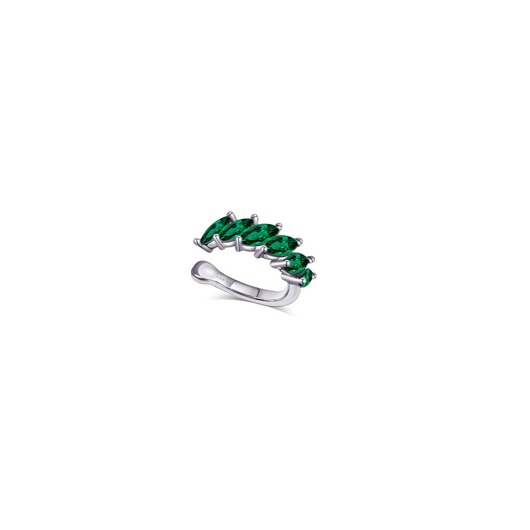 ruby and emerald color marquise stones earcuffs.