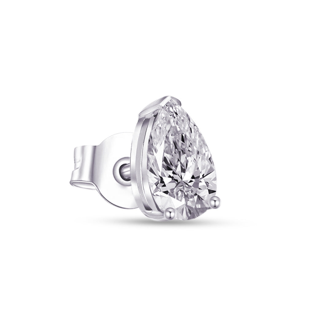 pear shape single stone stud earring.