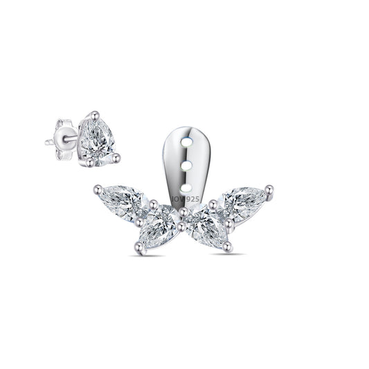 Back and front pear shape stones earring.