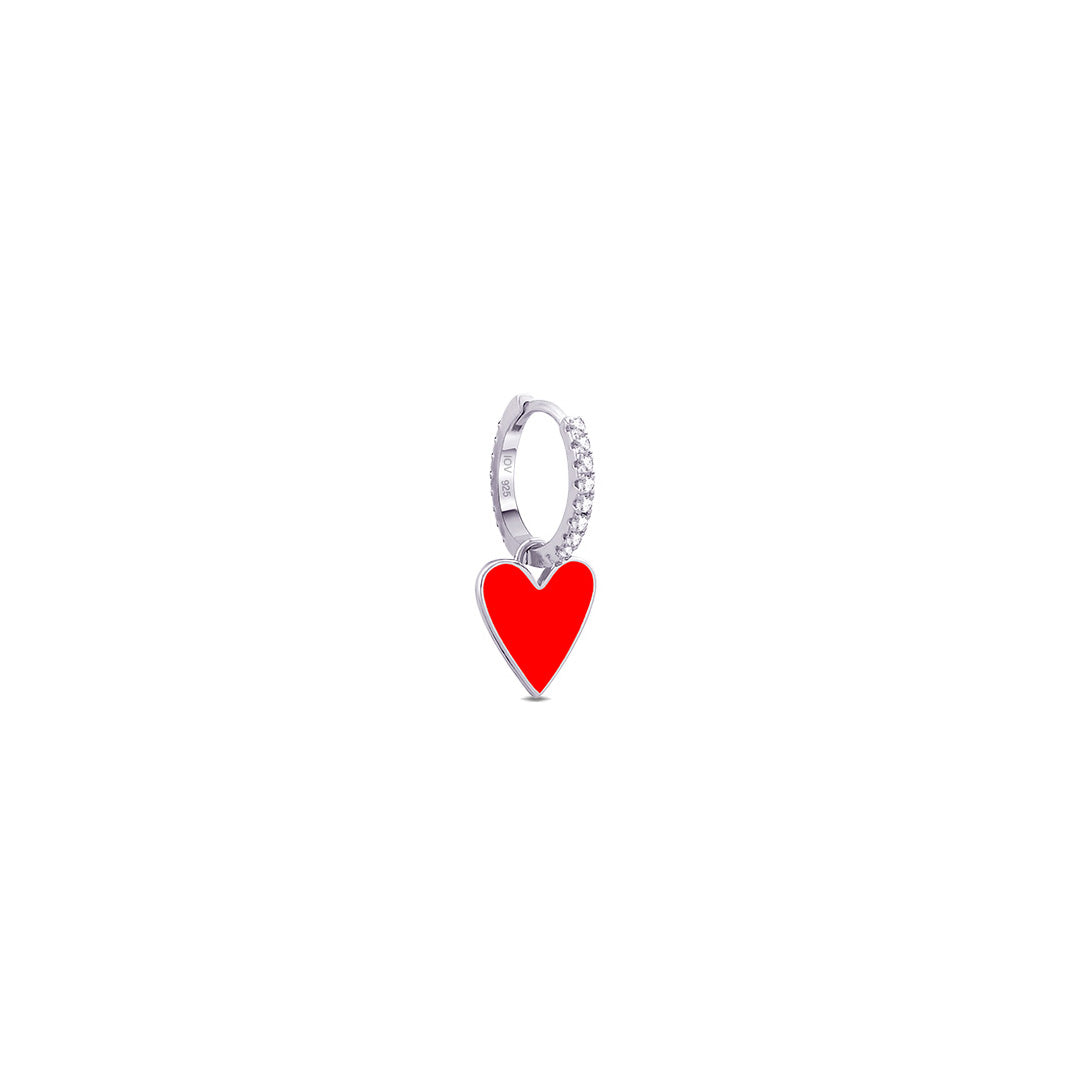 heart shape enamel dangling hoops earrings.