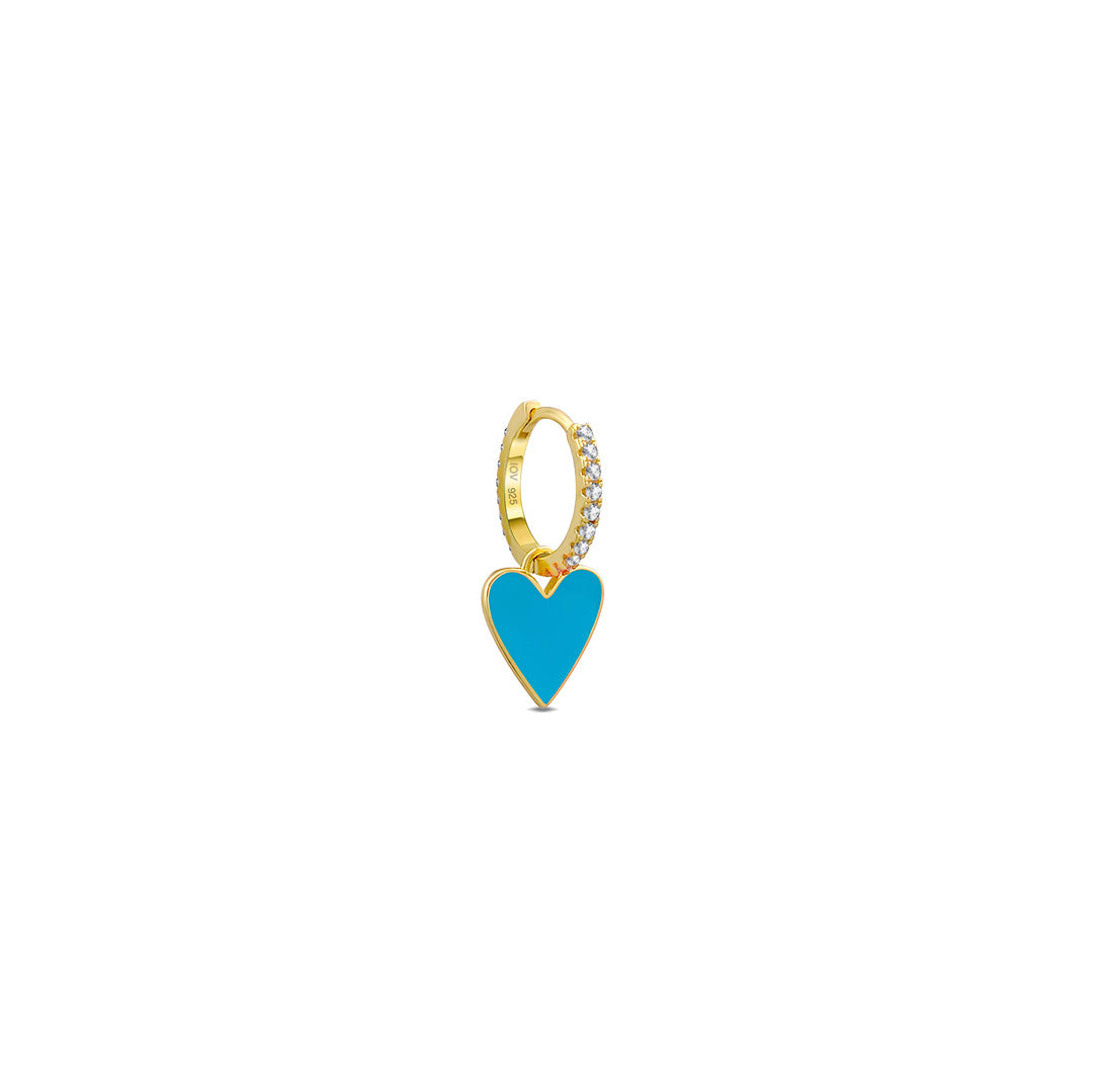 heart shape enamel dangling hoops earrings.