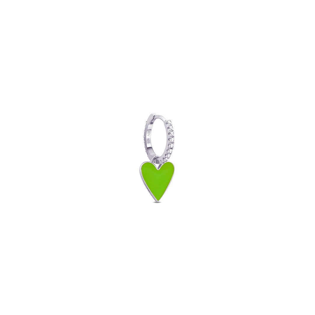heart shape enamel dangling hoops earrings.
