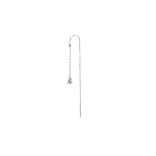 threader earring with dangling pear shape CZ stone.