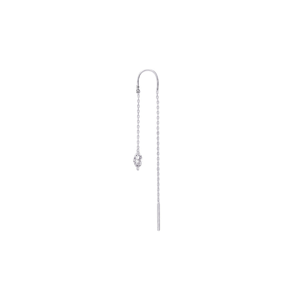 threader earring with dangling marquise shape CZ stone.