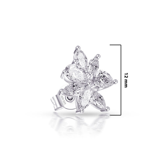 cluster of pear and marquise CZ shapes stud earring.