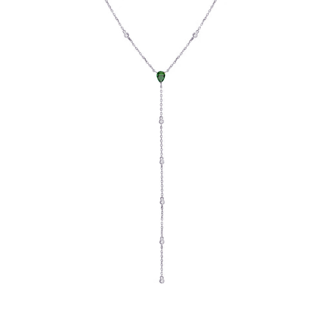 emerald Y shape necklace