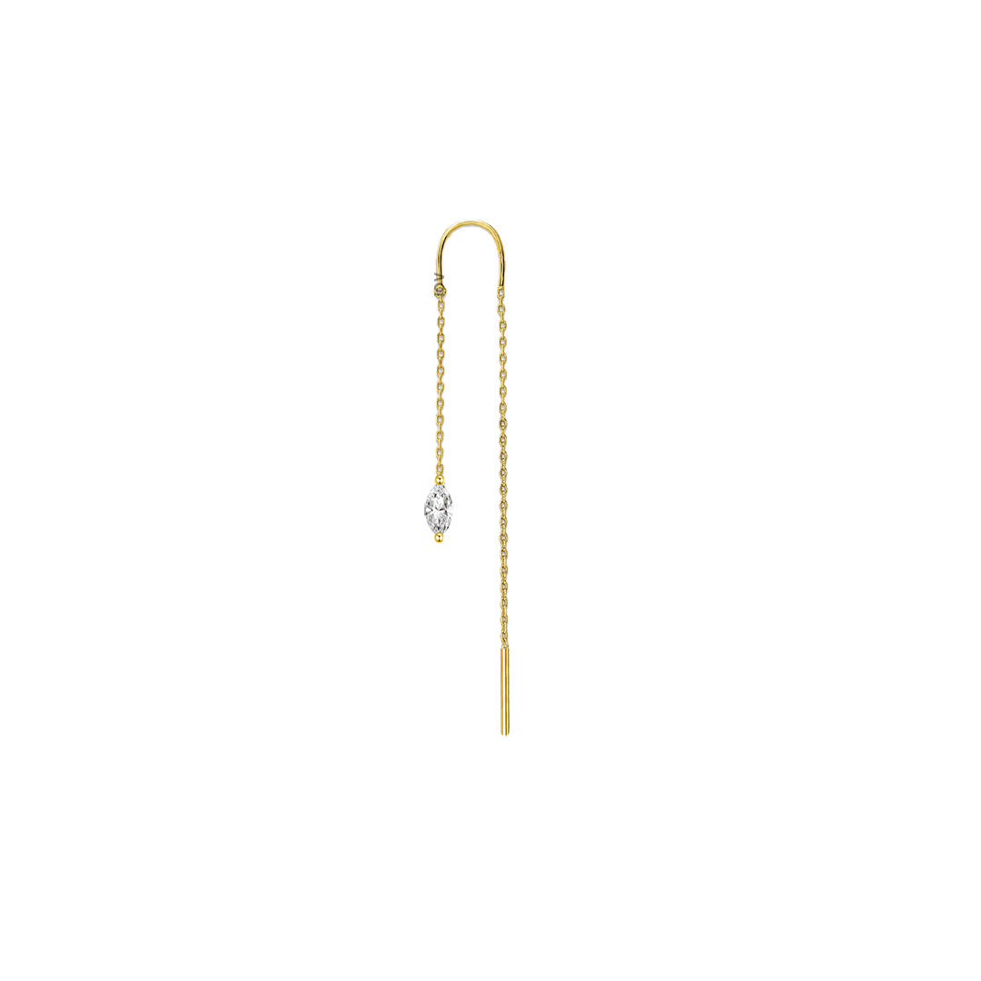 threader earring with dangling marquise shape CZ stone.