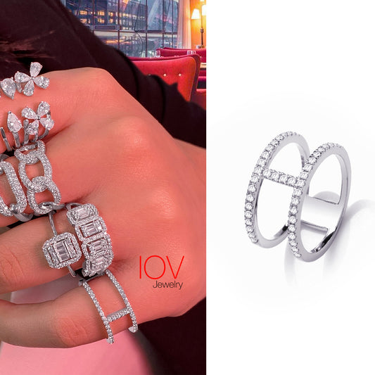 double line pave ring.