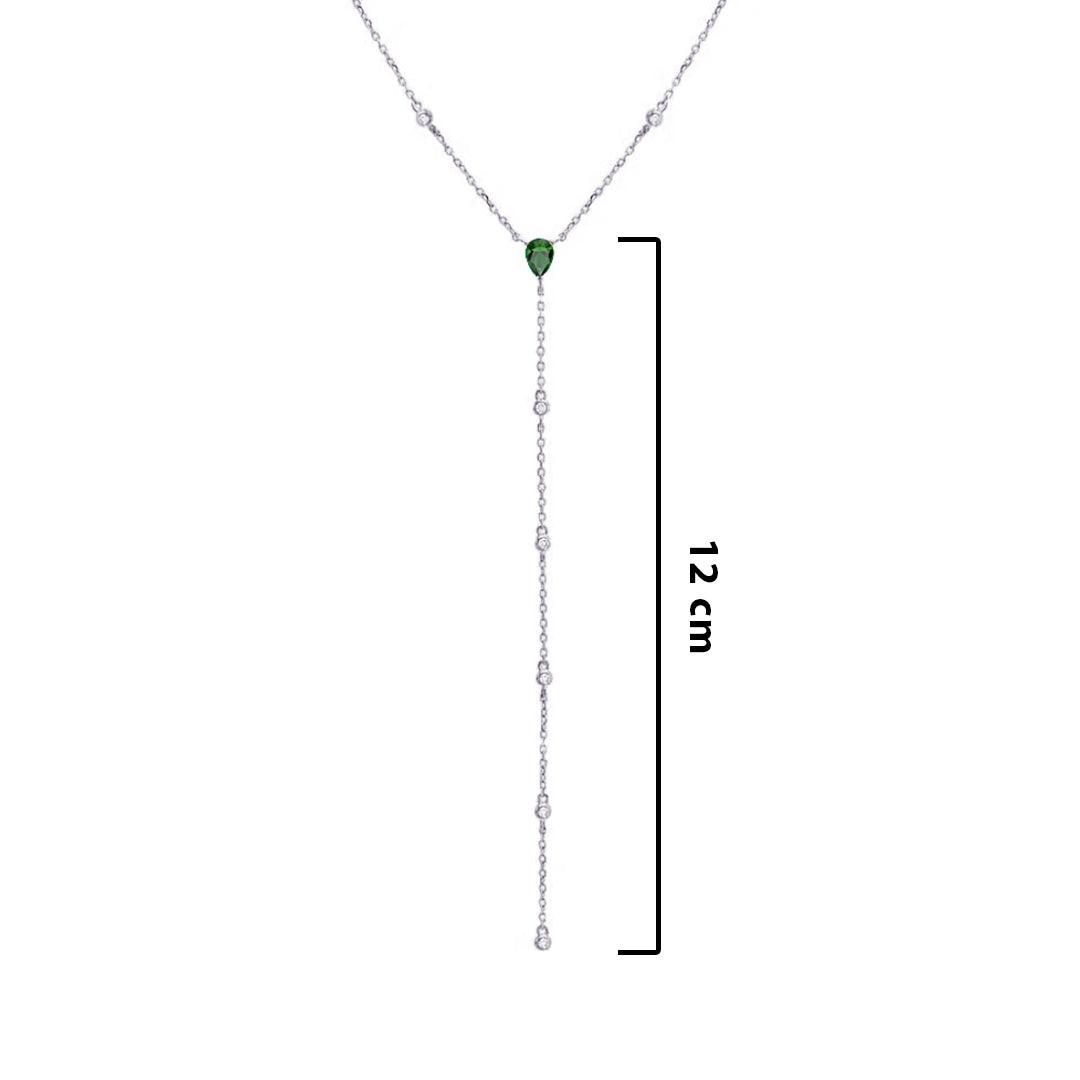 emerald Y shape necklace
