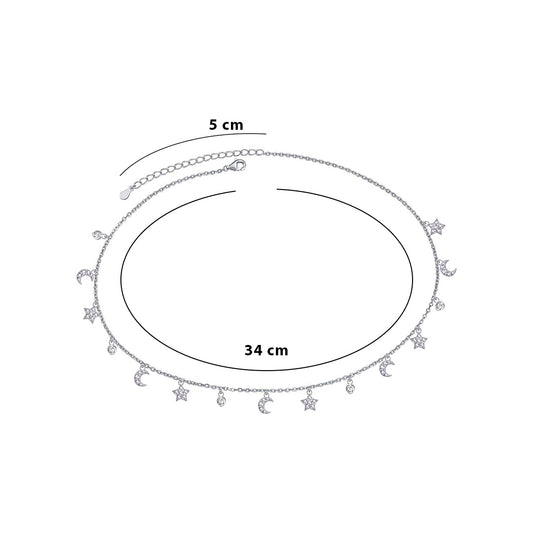 crecsents, stars and cz bezel setting choker.