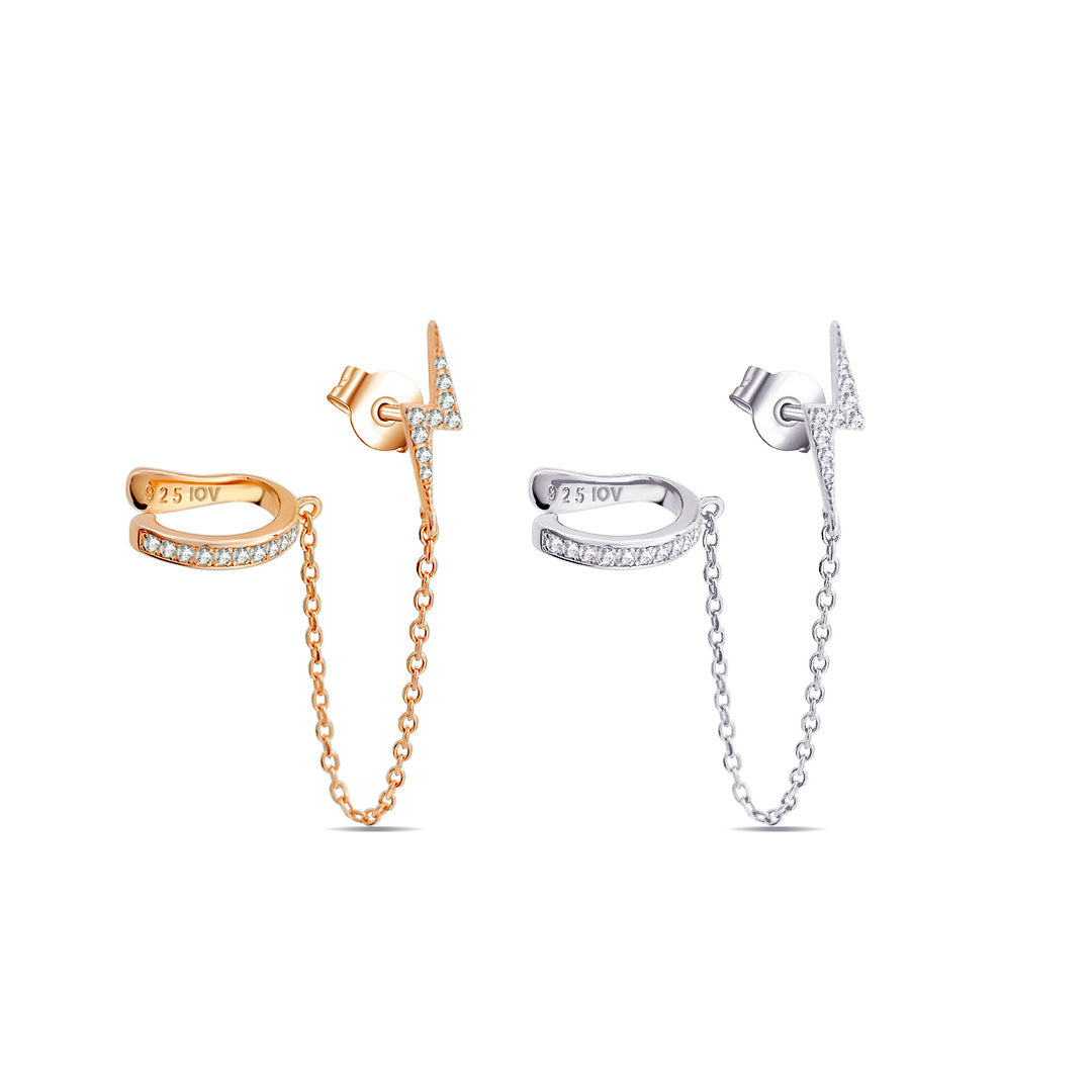 Bolt shape linked to earcuff.