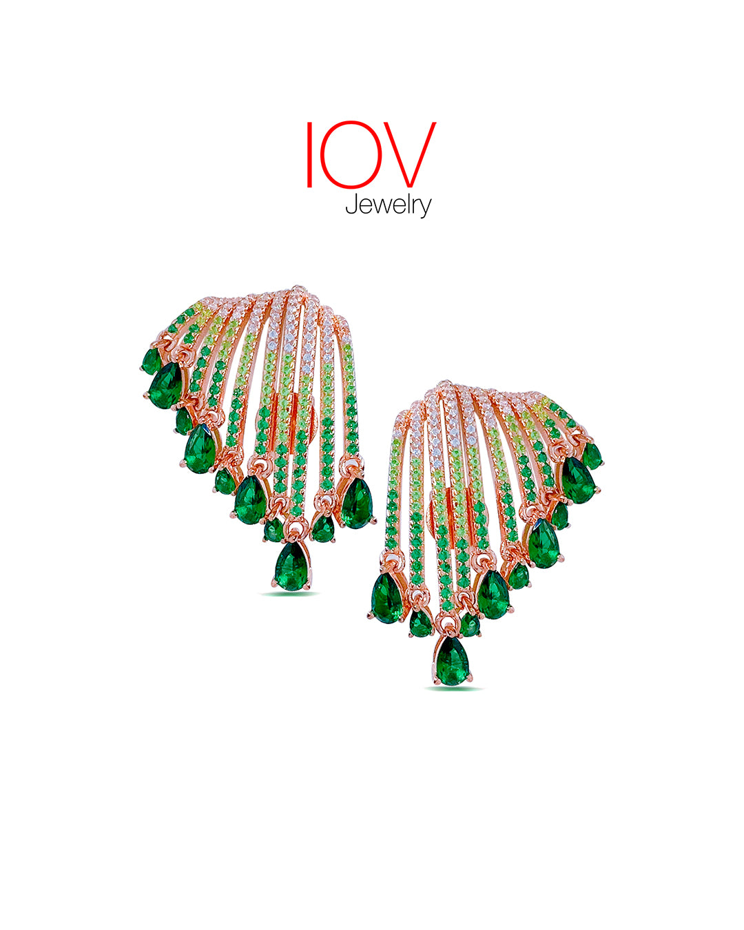 luxury emerald earrings plated with rosegold.