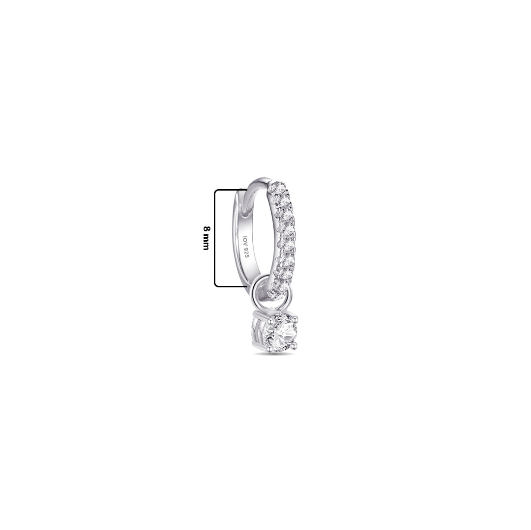 hoops earrings with dangling removable round stone.