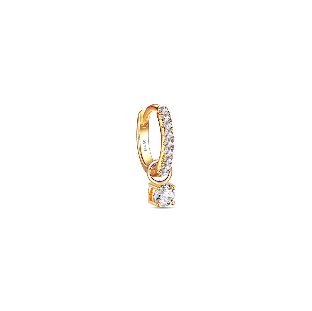 hoops earrings with dangling removable round stone.