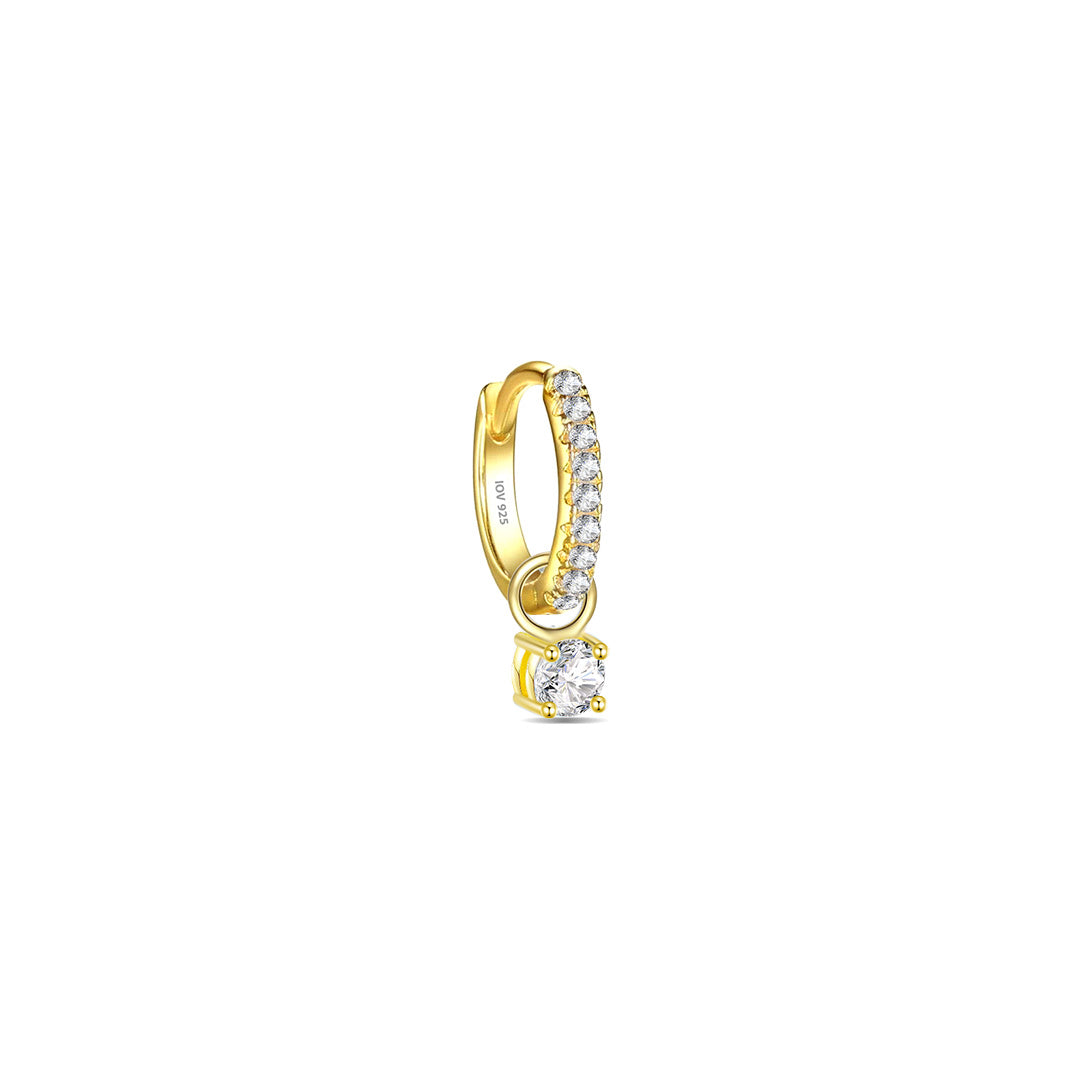 hoops earrings with dangling removable round stone.