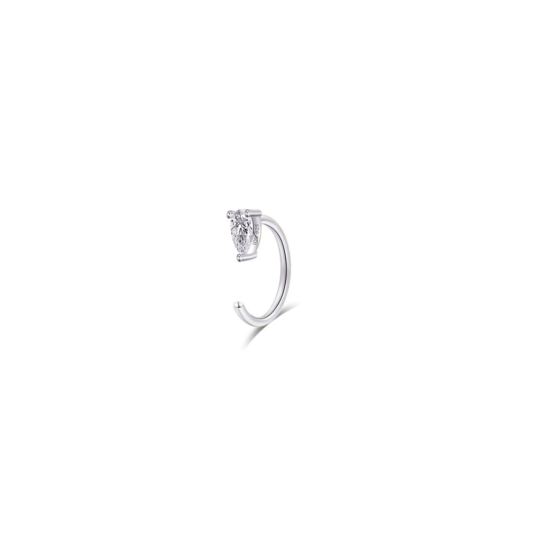 CZ pear and round shape open hoops.