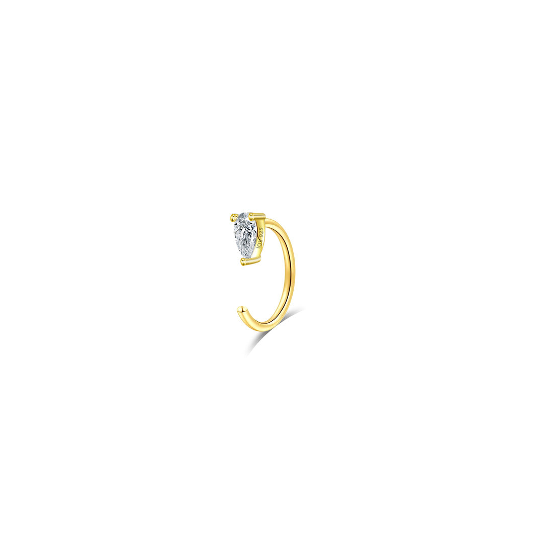CZ pear and round shape open hoops.