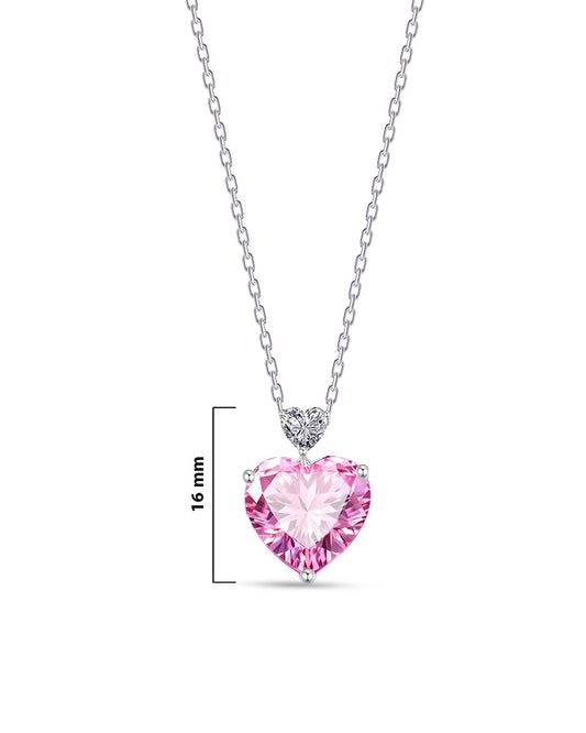 pink heart necklace.