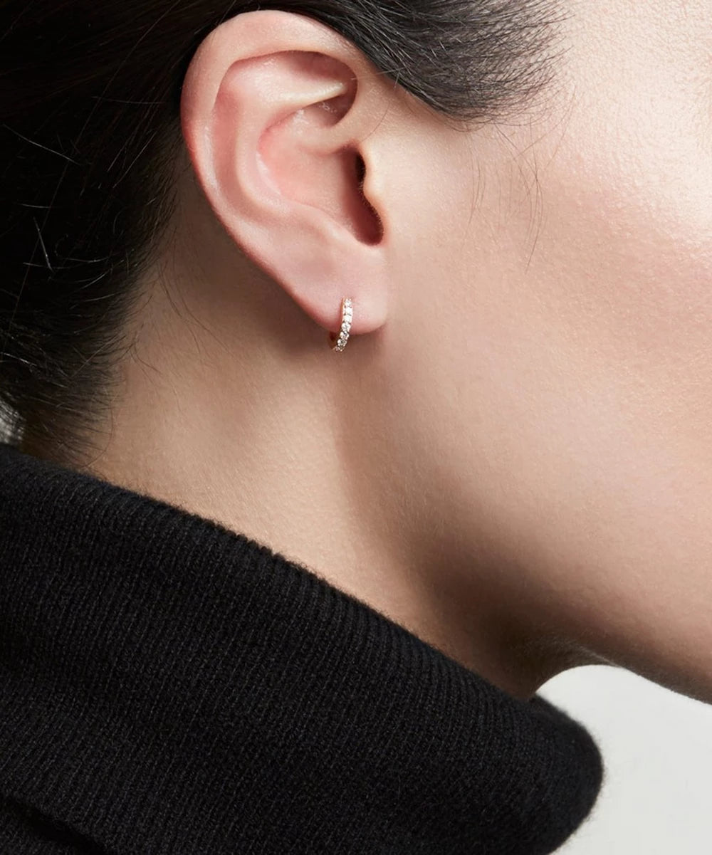 7mm full round CZ huggie hoop earring.