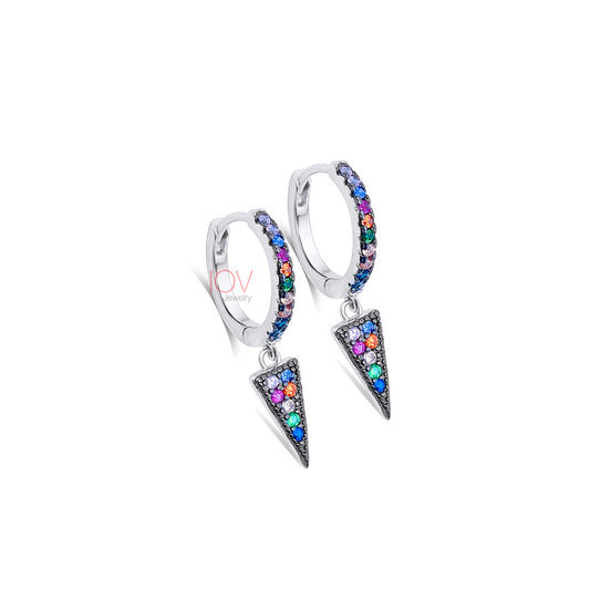 colorful hoops with dangling triangle.
