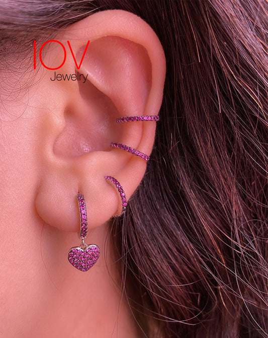 heart shape dangling hoops.